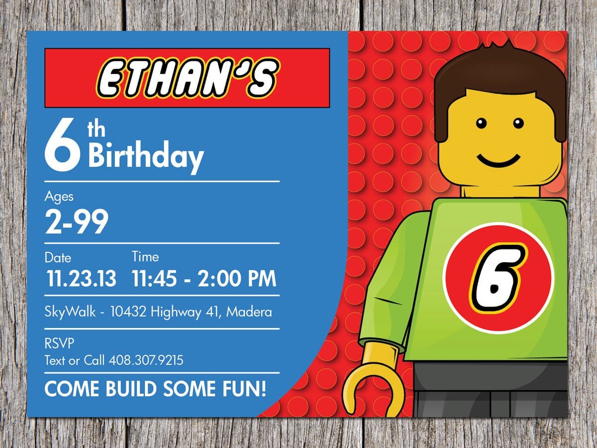 6th Lego Birthday Party Invitation â Bagvania Free Printable